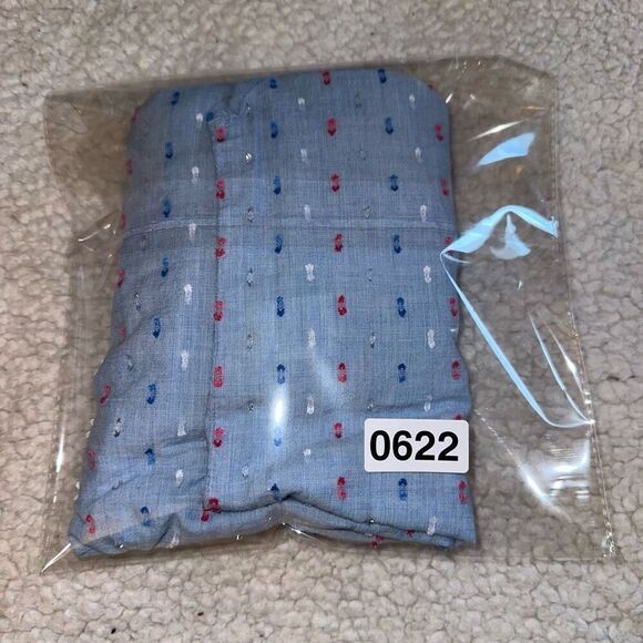 LOFT Women’s Button Up Light Blue with Colorful Embroidered Dots Size Large - Picture 8 of 8